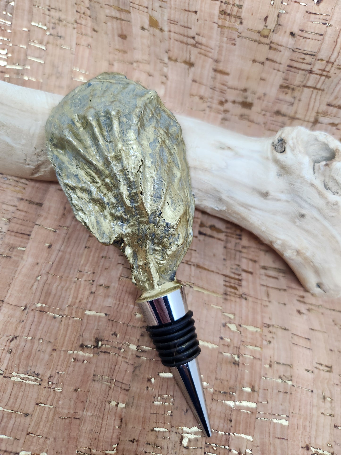 Bottle Stopper Handpainted Oyster Shell, Barware, Gift,Genuine