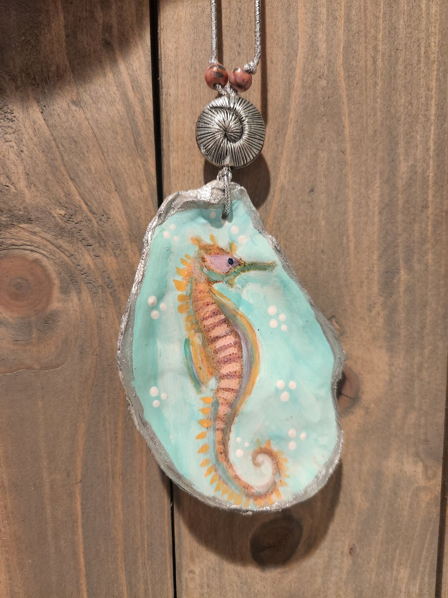 Seahorse Oyster Shell Ornament, Holiday, Home Decor, Coastal, Gift