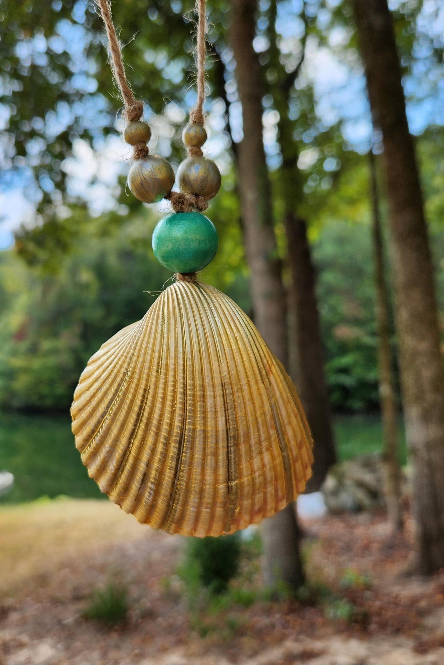 Shell Owl Ornament, Scallop, Handpainted, Decopagued, Fall, Autumn, Gift, Beaded